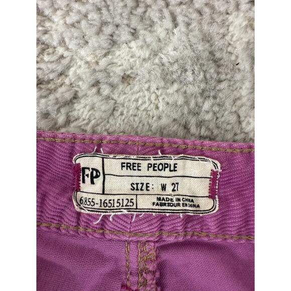 New Free People Sz 27 Corduroy Jean Purple Hot Rose Button Zip Straight Leg Pant - Picture 9 of 12